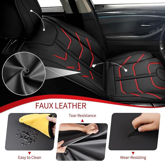 TTX LIGHTING Car Seat Covers fit for Chevrolet Blazer 2019-2026 Full Set: Premium Leather Automotive Seat Cover with Airbag Compatible Waterproof (5 Seats, Redline)
