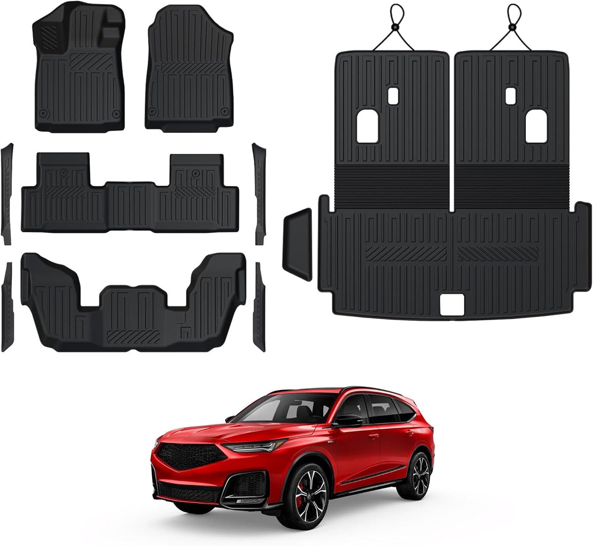 GALVAGNIATE Floor Mats Cargo Liner for 2022-2024 2025 Acura MDX, All Weather TPE 2-in-1 Cargo Mat with Backrest Mat for MDX Accessories