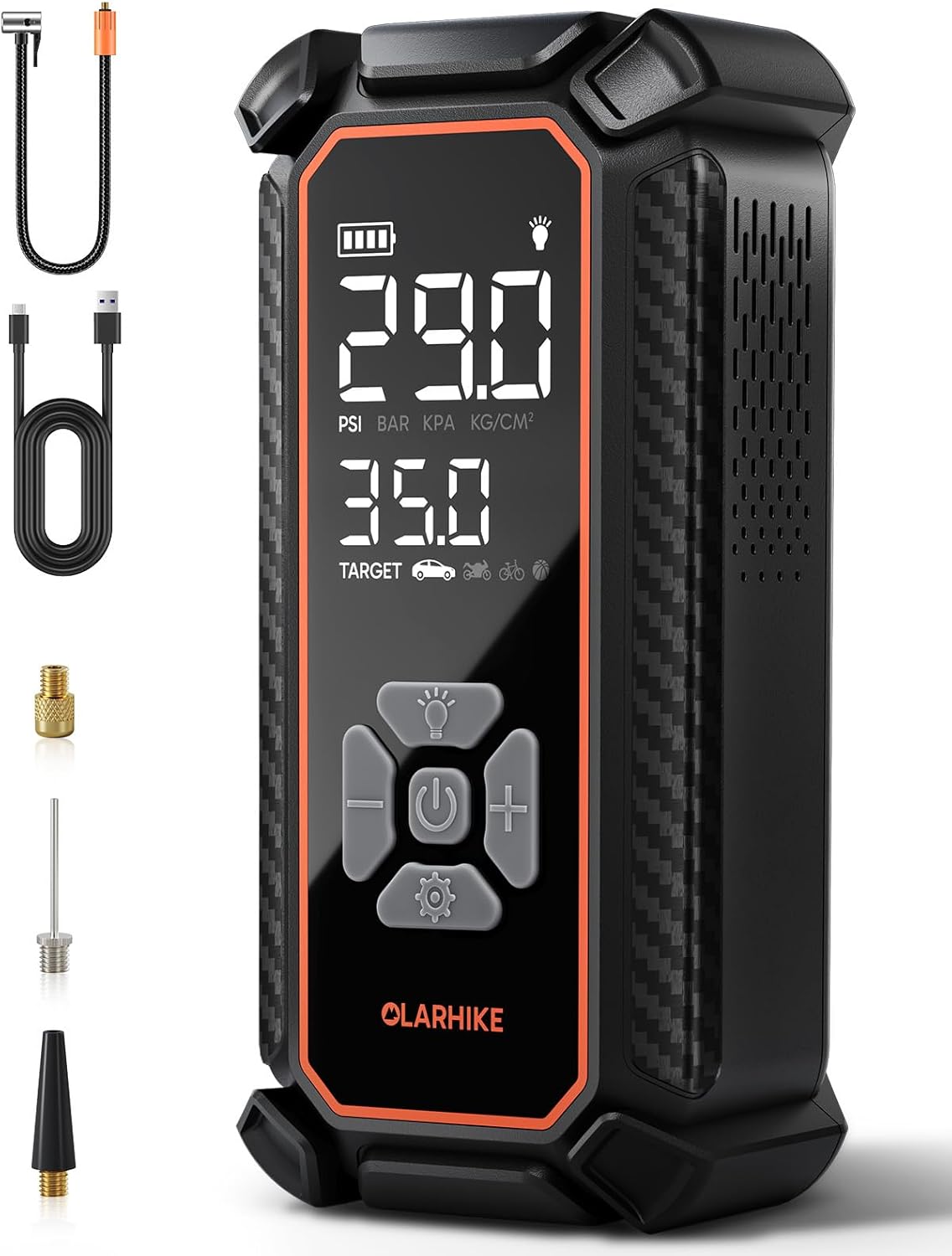 OlarHike Cordless Tire Inflator Portable Air Compressor, Air Pump for Car Tires, SUV, Pickup Truck, Bike, Motorcycle, Balls, Electric Pump with LED Light, Digital Pressure Gauge&Auto Shut-Off