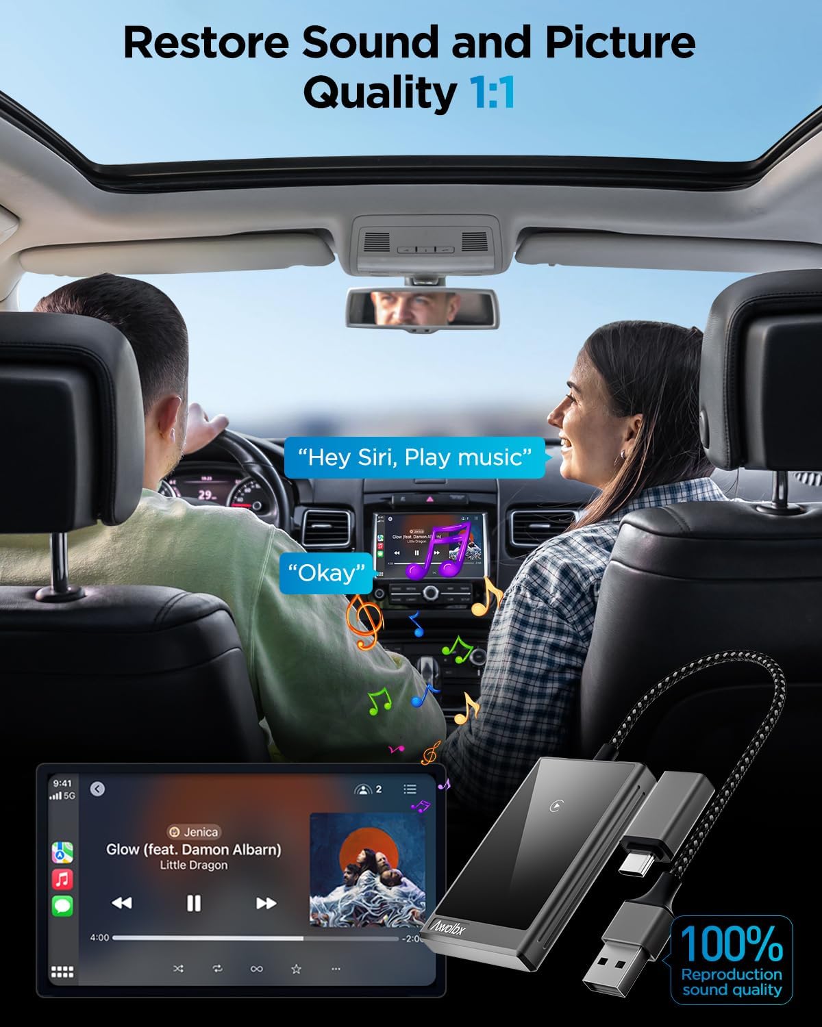 Wireless CarPlay Adapter for iPhone,2024 Upgraded Dual-core 5G Chip,Converts Wired to Wireless Carplay Dongle,Fast Connection Plug & Play, Fit for Cars with Built-in Wired CarPlay (Black)