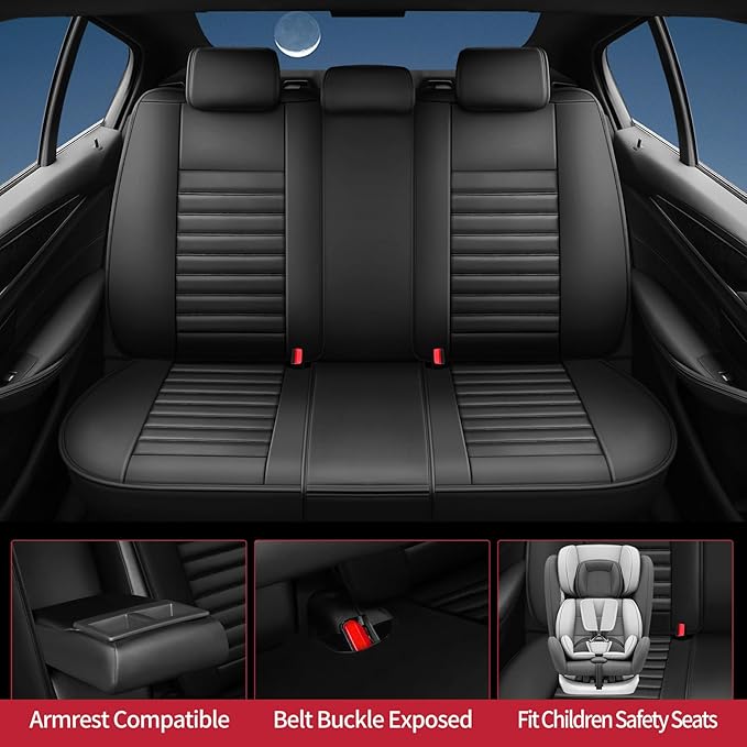 Fit Crosstrek Car Seat Covers for Subaru Crosstrek 2016-2025 2026 - Upgraded Premium Waterproof & Breathable Leather, Airbag Compatible, All-Weather Seat Cushion Protector (Full Set, Black)
