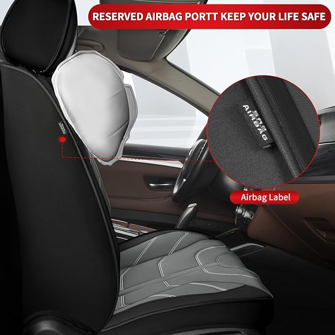 TTX LIGHTING Car Seat Covers fit for Jeep Grand Cherokee 2005-2026 Front Seat: Premium Leather Automotive Seat Cover with Airbag Compatible Waterproof (2 Seats, Black & Gray)