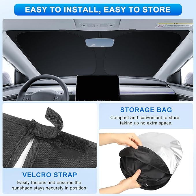 INSAUTO Custom Fit Windshield Sun Shade Accessories for Ford F250 F350 F450 2008-2016, Foldable Front Window Sunshade, UV & Heat Reflector, Keeps Interior Cool, Includes Storage Bag