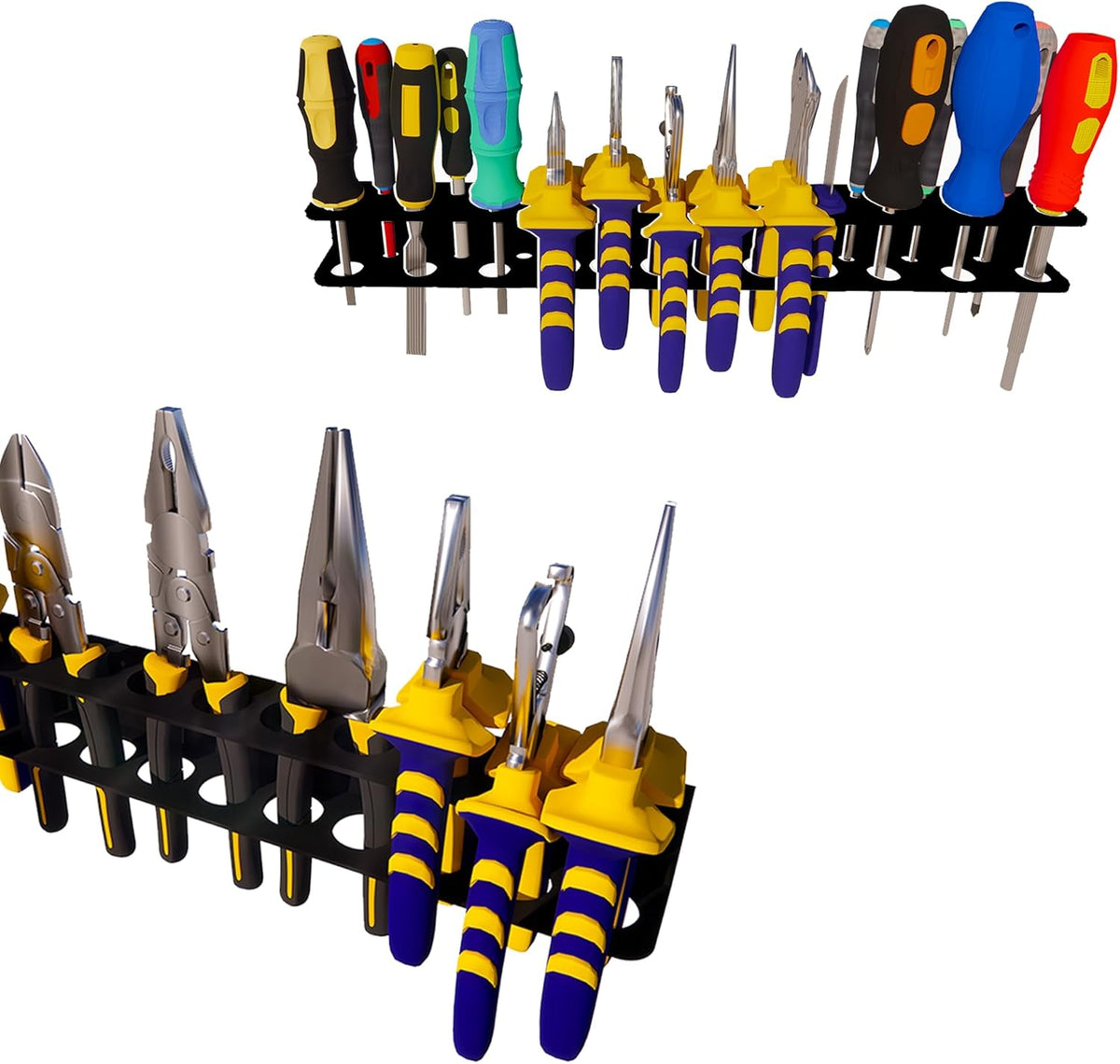 Screwdriver Organizer, Pliers Rack, Heavy Duty Wall Mounted Tool Storage Rack, Hand Tools Organizer, Metal Organizer for Garage Workshop, Garage Wall Mount，15.75 Inch