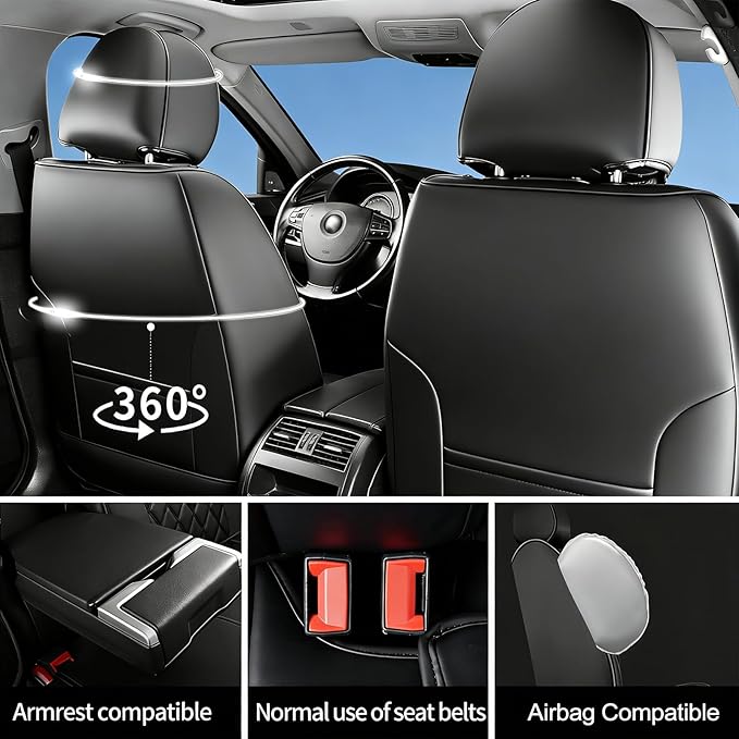 Fit RLX Car Seat Covers for Acura RLX 2013-2020 - Premium Leather, Waterproof, All-Weather, Airbag Compatible, Breathable, Easy Install, Seat Protectors, Only 2 Front seat Covers, Redline