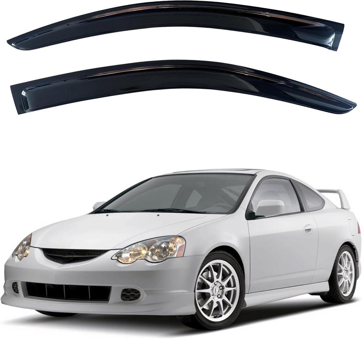 KPY Window Visor Compatible with Acura RSX 2002-2006, 2PC Rain Guard Side Window Vent Deflectors Tape-On Style, 2002 2003 2004 2005 2006