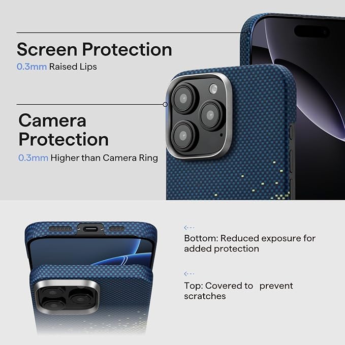 pitaka for iPhone 16 Pro Max Case Compatible with MagSafe, Thin & Light Case iPhone 16 Pro Max with a Caseless Feel, 1500D Aramid Fiber Woven [Tactile Woven-Moonrise]