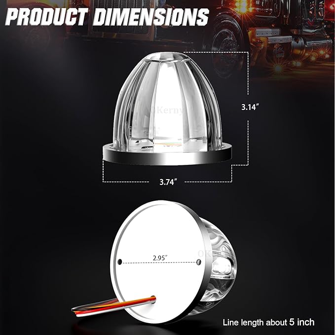 6-Pack Dual Color Watermelon Lights with Strobe & Steady Lighting, Clear Lens Amber/White LED Side Marker Turn Signal Lights for Truck Trailer RV Off-Road Vehicle