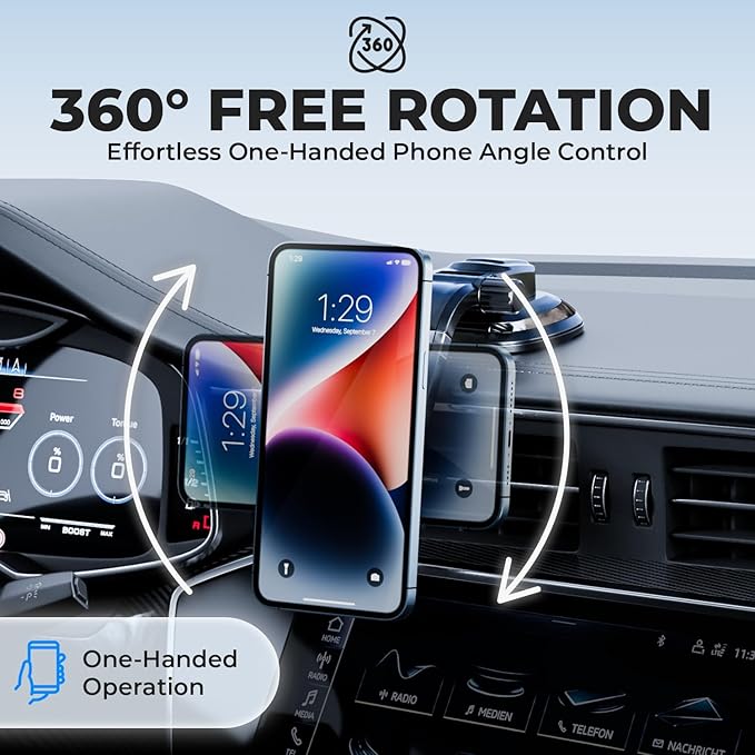 BESTRIX Phone Holder for Car, Magnetic Car Phone Mount | Dashboard Car Phone Holder Compatible with iPhone 15, 14,13,12,11Pro,Xr,XS Pro MAX Galaxy S24 23 22 21 20 Ultra Note S8 S9 S10 & All Smartphone