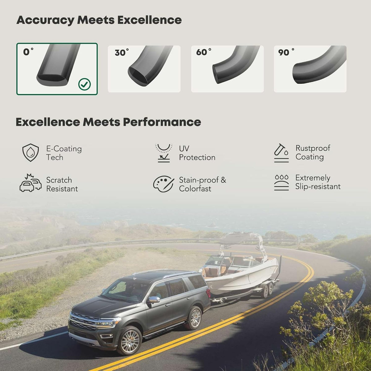 YHTAUTO 4 Inch Running Boards Side Step Bars Fit Chevy & GMC Models - Silverado, Sierra 1500/2500 HD/3500 HD 2019-2024 - Extended/Double Cab, Oval Straight Steel Black Powder Truck Cab Side Step Rails