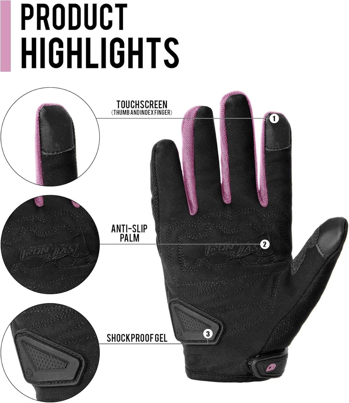 BORLENI Motorcycle Riding Gloves Touch Screen Full Finger Glove Motocross Road Racing Bike Outdoor Sports for Women Men