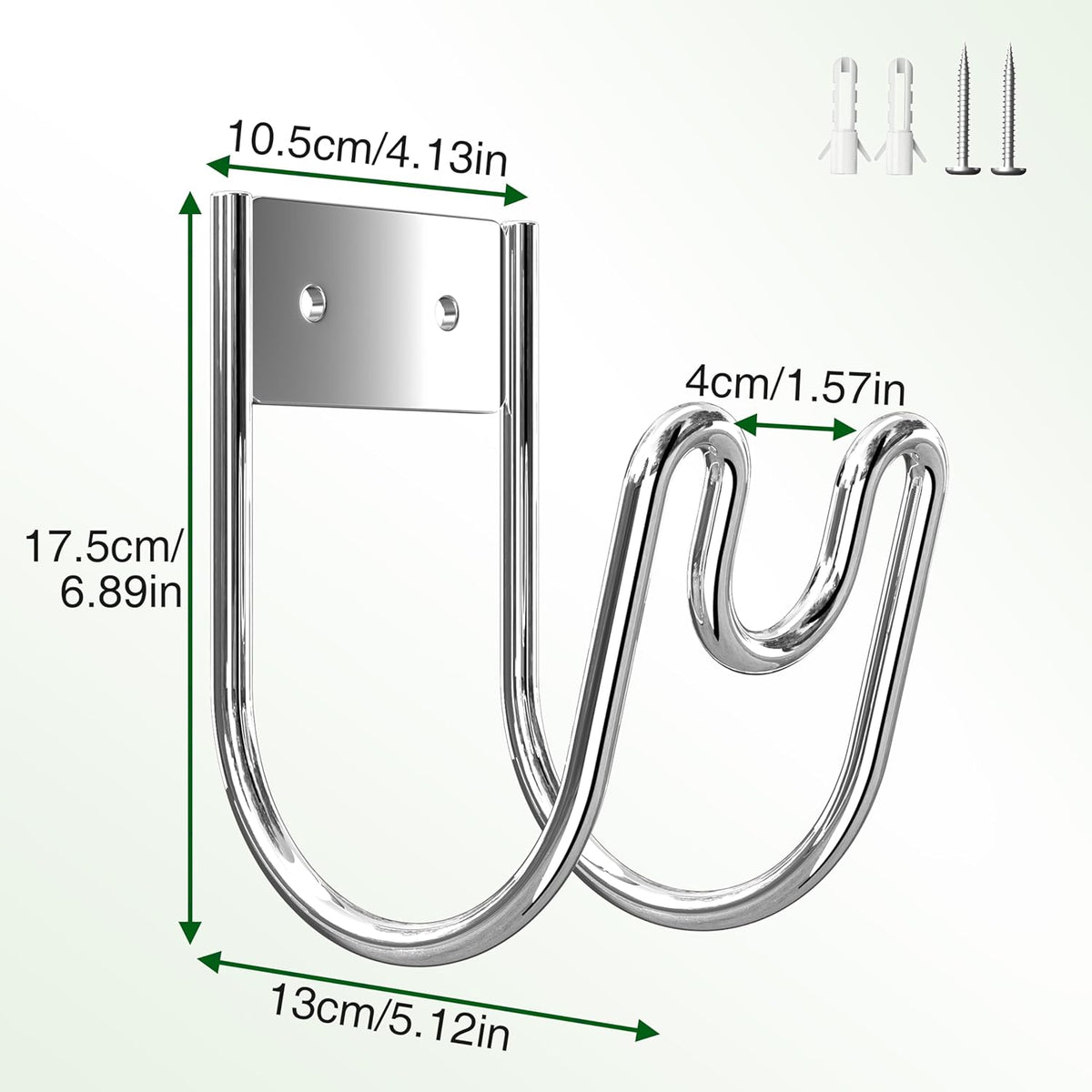 Stainless Steel Garden Hose Holder - Silver SS304 Water Hose Holder - Wall Mounted Hose Hanger Heavy Duty for Water Hose Extension Cords Vacuum Hose, Anti-Rust (2 Pack)