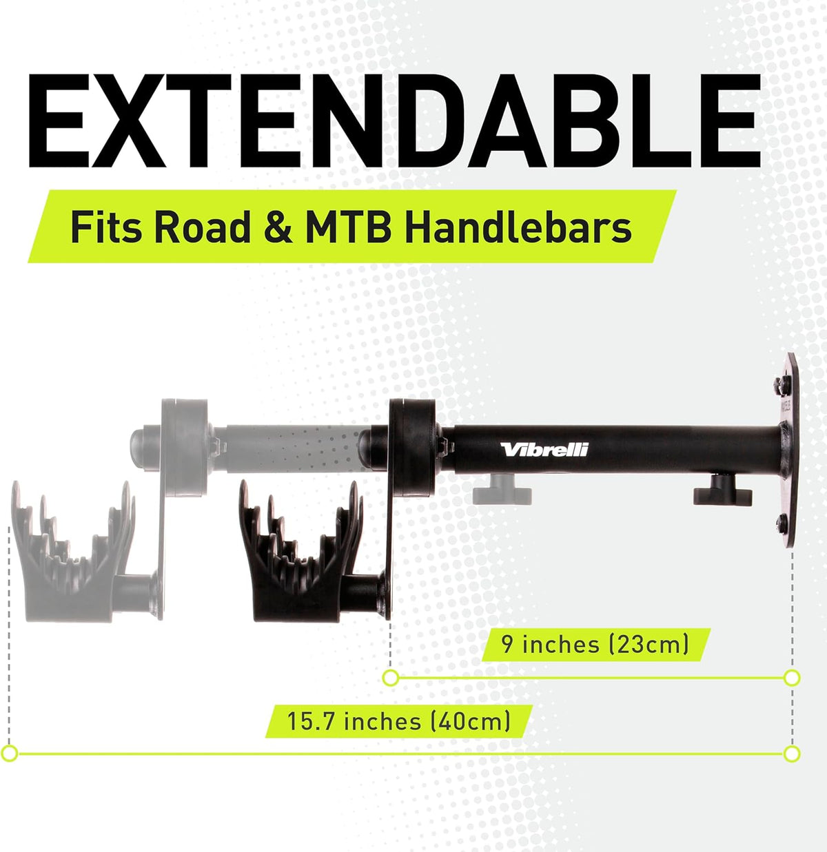 Vibrelli Bike Wall Mount - Horizontal Storage Rack for Hanging Bicycles in Garage - Adjustable Bike Hanger, Holder - Wall Bike Rack Hooks for Bicycle