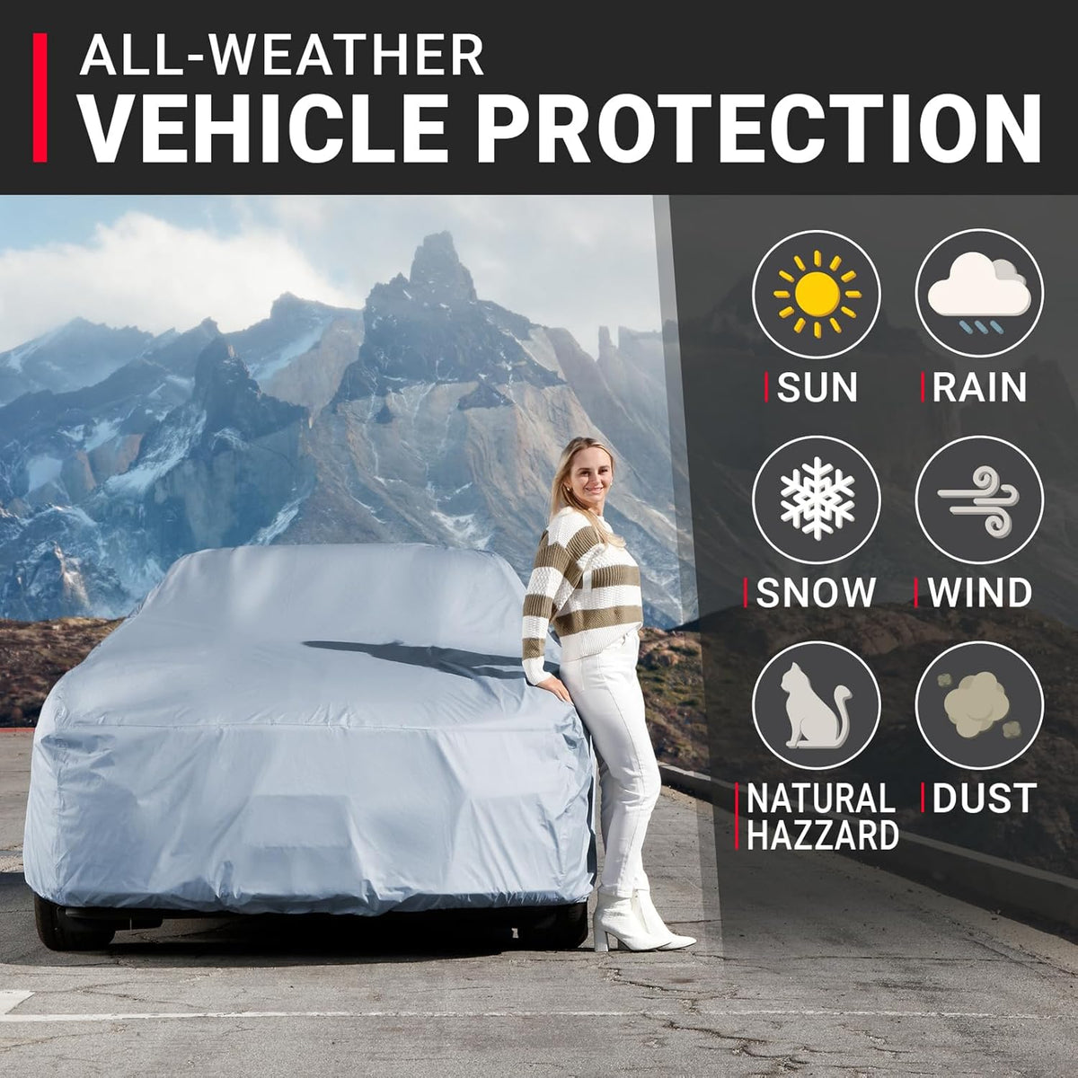 iCarCover Premium Car Cover for 1961-1963 Pontiac Tempest 2-Door, 4-Door Heavy Duty Waterproof All-Weather Automobiles Custom Fit Indoor Outdoor UV Snow Protection Covers with Straps and Bag