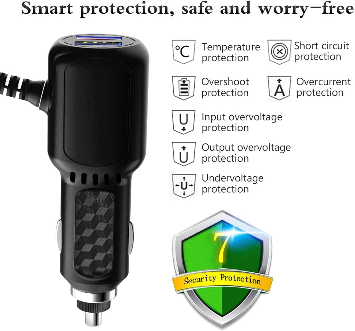 Radar Detector Power Cord,for Uniden Escort Valentine Beltronics Passport Cobr etc Radar Detector,with Dual USB QC3.0 Quick Charger（RJ11