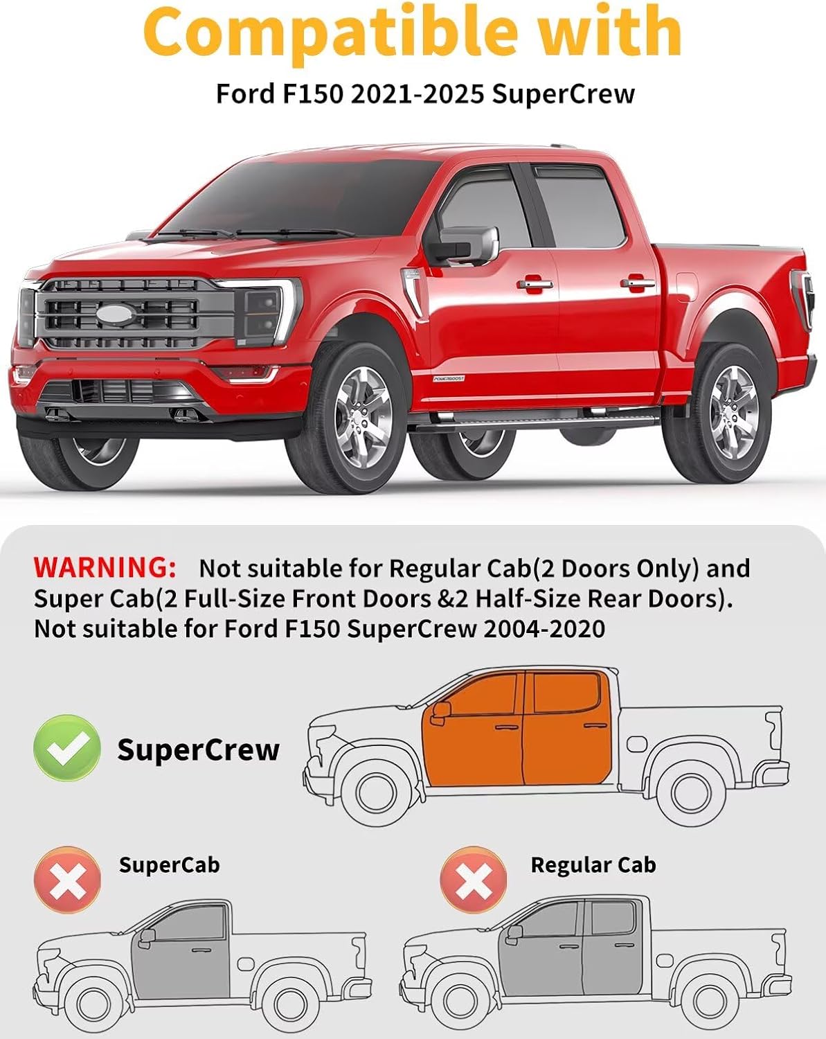 in-Channel Window Rain Guards Fit for Truck Ford F150 2021 2022 2023 2024 2025 SuperCrew Extra Durable Window Visors Window Deflectors Vent Visors Vent Shades Car Accessories-4 pcs 2-Q11-Gai