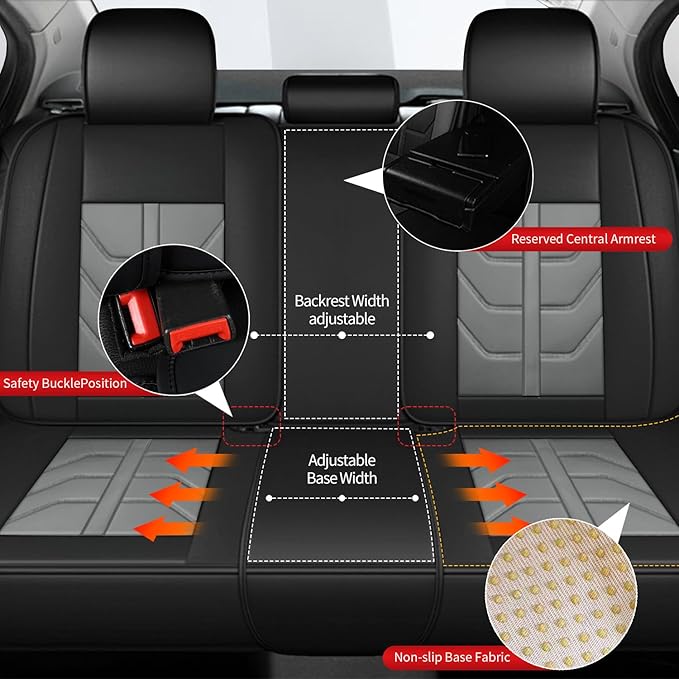 TTX LIGHTING Car Seat Covers fit for Subaru Forester 2007-2026 Full Set: Premium Leather Automotive Seat Cover with Airbag Compatible Waterproof (5 Seats, Black & Gray)