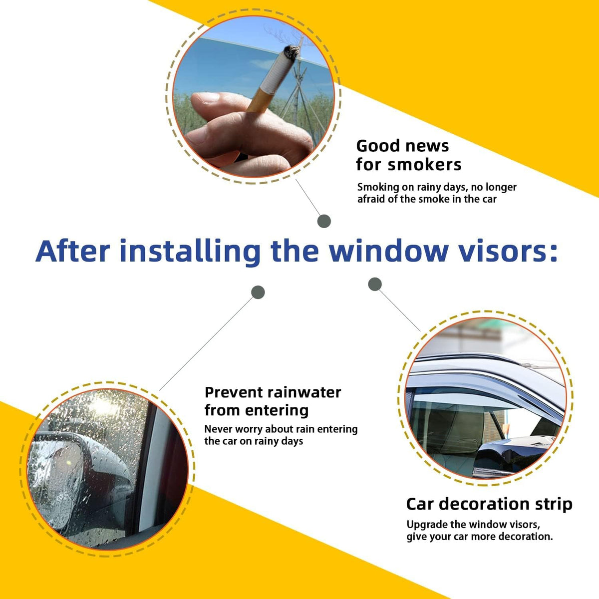 4pcs Smoke Tint with Chrome Trim Window Visors Compatible with Compatible with 2019-2024 Altima Outside Mount Tape On/Clip On Style PVC Sun/Rain Guard Vent