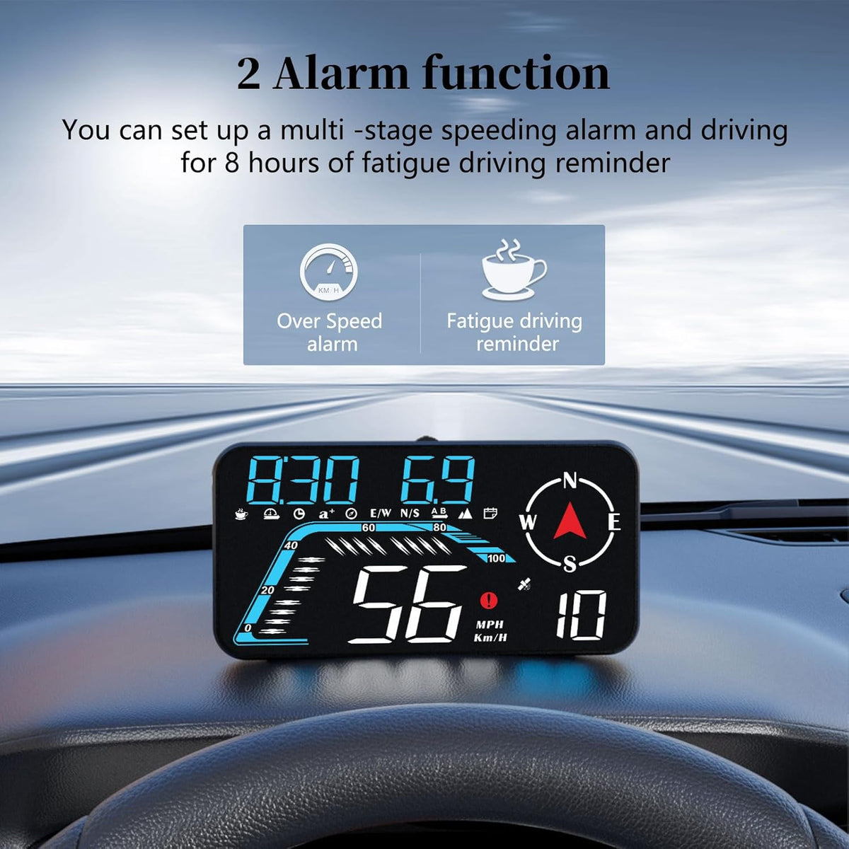 Head Up Display G12, A Car Head Up Display with Multifunctional Mileage Display, Suitable for All GPS Speedometer Models, USB Plug and Play, Easy Installation