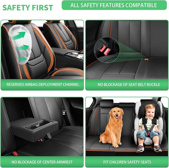 Fit Forester Car Seat Covers for Subaru Forester 2007-2024 2025 2026 -Upgraded Premium Waterproof & Breathable Leather,Airbag Compatible,All-Weather Seat Cushion Protector,Full Set,Black-Brown