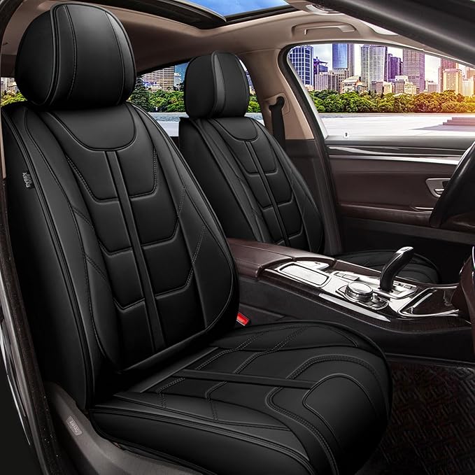 TTX LIGHTING Car Seat Covers fit for Kia Rio 2013-2023 Full Set: Premium Leather Automotive Seat Cover with Airbag Compatible Waterproof (5 Seats, Black)
