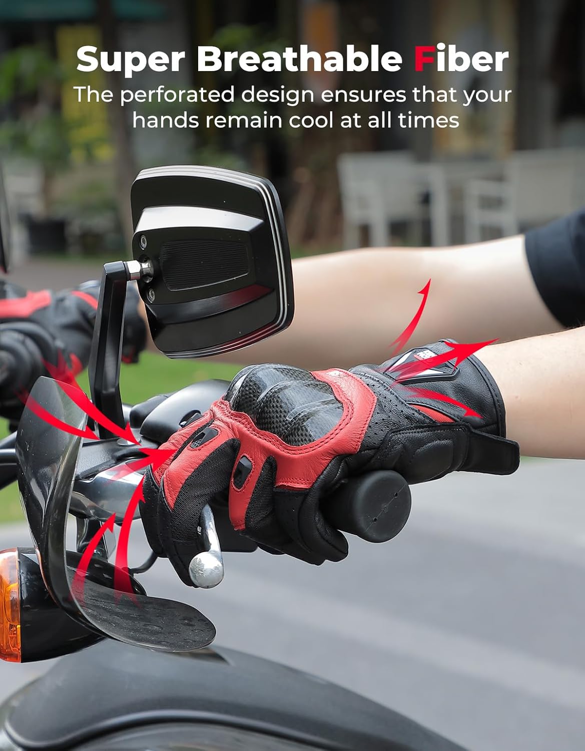 KEMIMOTO Sheepskin Leather Motorcycle Gloves for Men, Protective Motorcycle Gloves for Motocross Motorbike Dirt Bike Bicycle Racing ATV UTV