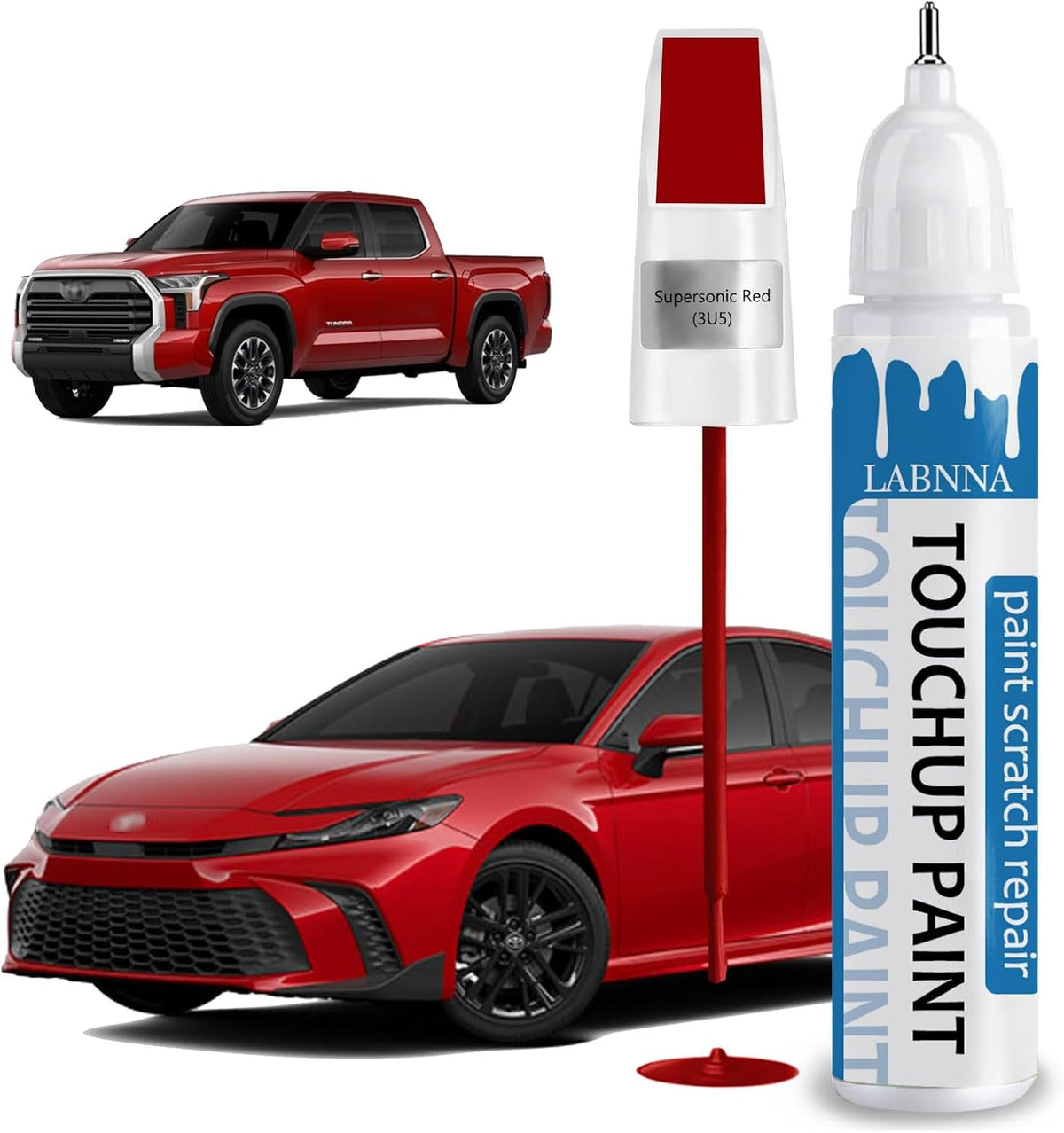 Supersonic Red (3U5) Touch Up Paint for Toyota-Exact Match 2 in 1 touchup Paint Pen for Chips and Nicks Repair Car Paint Scratch Repair Kit