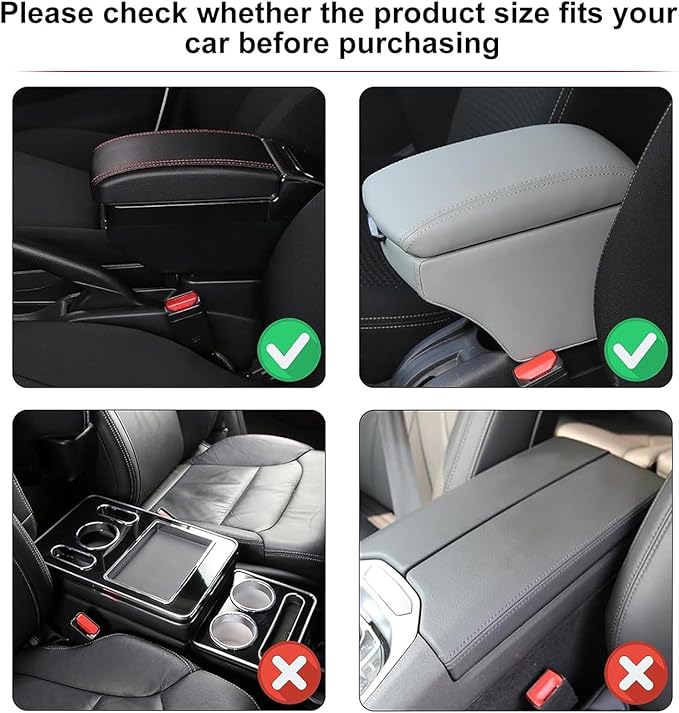 Car Armrest Storage Box for Cadillac SRX 2004–2016 2013 2014 2015, Sport-Style Center Console Organizer with Side Pocket, PU Leather Armrest Cushion, Elbow Support Pad,A Black