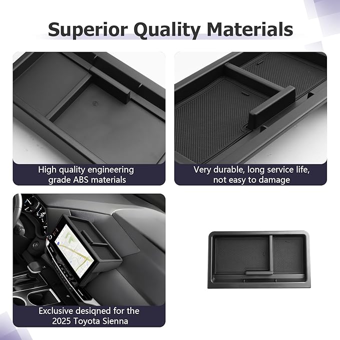 LUWU Dashboard Storage Tray Compatible with 2025 2026 Toyota Sienna Accessories Behind Screen Organizer 2025-2026 Sienna Accessories Center Console Display Box Dash Tray(ONLY for 12.3-INCH Screen)