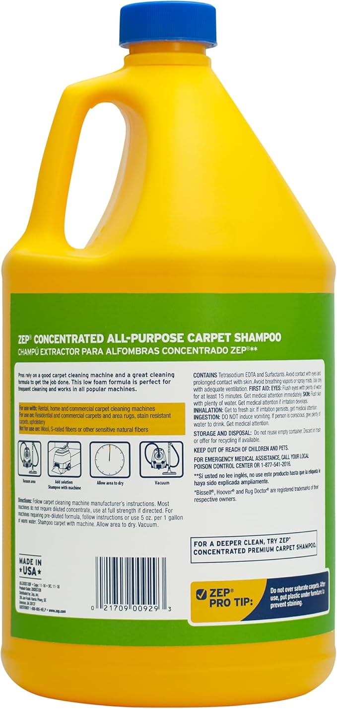 ZEP All-Purpose Carpet Shampoo Concentrate 128 ounce ZUCEC128 (Case of 4)