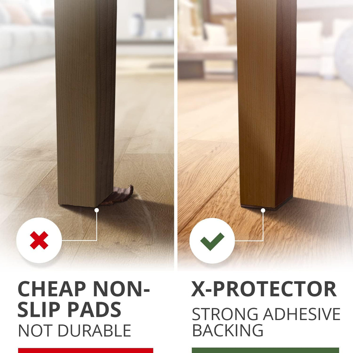 X-PROTECTOR Non Slip Furniture Pads - 16 Premium Furniture Grippers 2"! Self-Adhesive Rubber Feet Furniture Feet - Ideal Non Skid Furniture Pad Floor Protectors - Keep Furniture in Place!