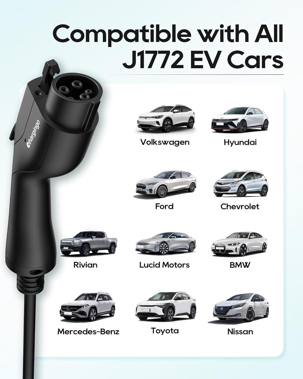 2025 Upgraded Level 1-2 Portable EV Charger,110V-240V,16Amp,NEMA 5-15 & 6-20 Plug,25 Ft EV Charging Cable, Electric Car Charger for SAE J1772 Evs/PHEVs, EV Charging Cord