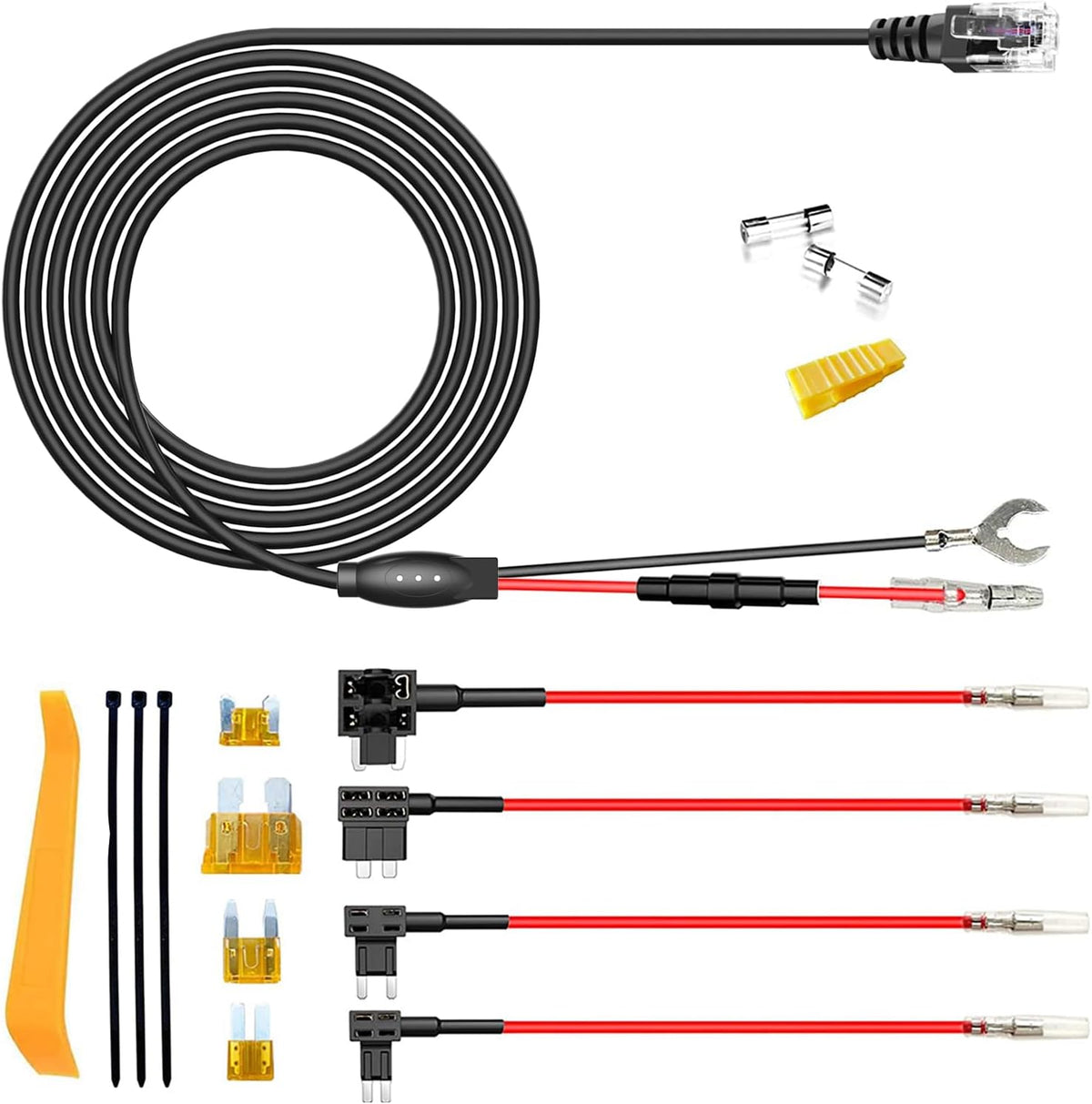 Radar Detector Rearview Mirror Rod Mounting Bracket and Radar Direct Power Cord Hardwired Kit and Fuse Tap(for Uniden Radar Models)