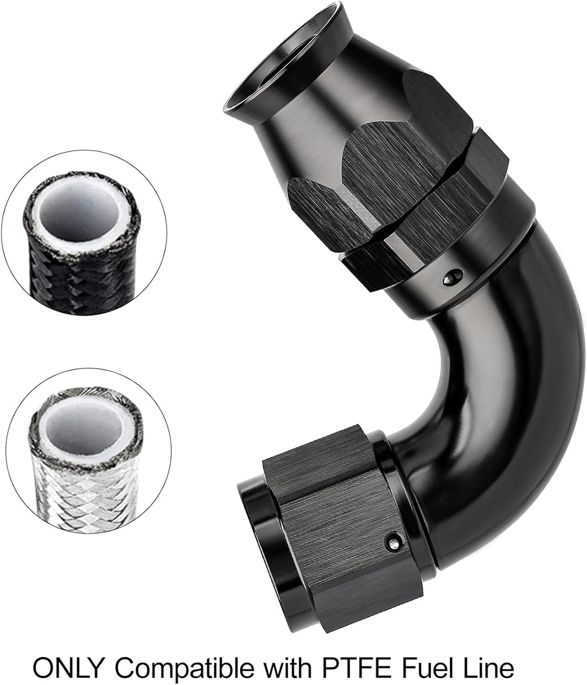 EVIL ENERGY 8AN 120 Degree PTFE One Piece Full Flow End Hose Fitting Aluminum Black