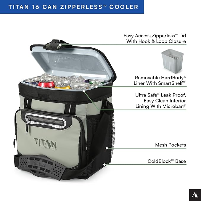 Titan by Arctic Zone Deep Freeze Cooler - Zipperless Hardbody Cooler - Deep Freeze Insulation, HardBody Liner, and SmartShelf