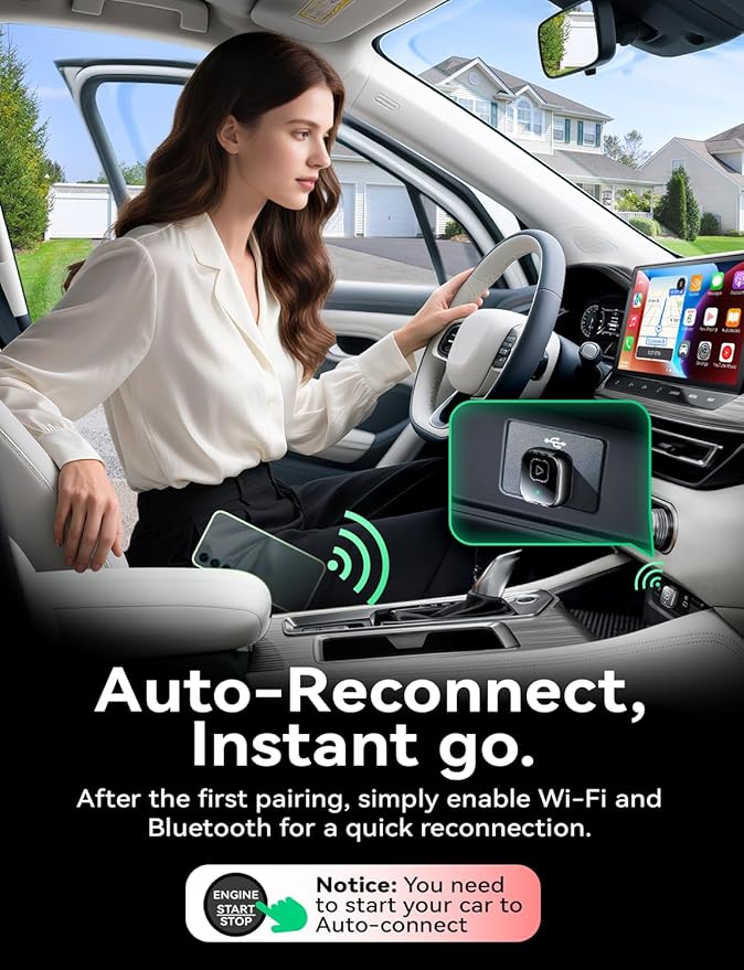Wireless Carplay & Android Auto Adapter, Metal Design Mini & Stable 2-in-1 Dongle, Convert Vehicle's Wired CarPlay/Android Auto to Wireless, for iOS 10+/Android 11+ & Cars from 2016
