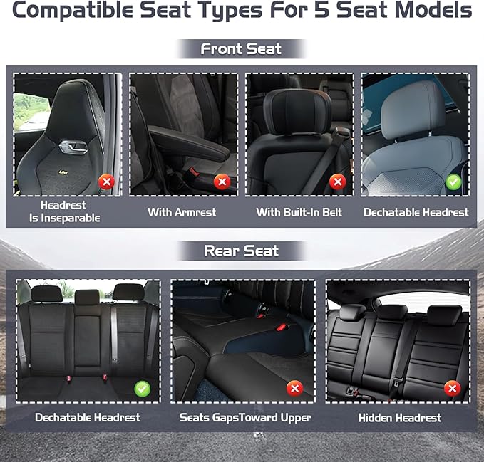 Truck Seat Covers for Nissan Frontier 2009-2026, Waterproof Premium Leather Full Coverage Car Seat Cover, Muscle Sport Style Auto Interior Seat Cover Sets (Full Set/Black Red)