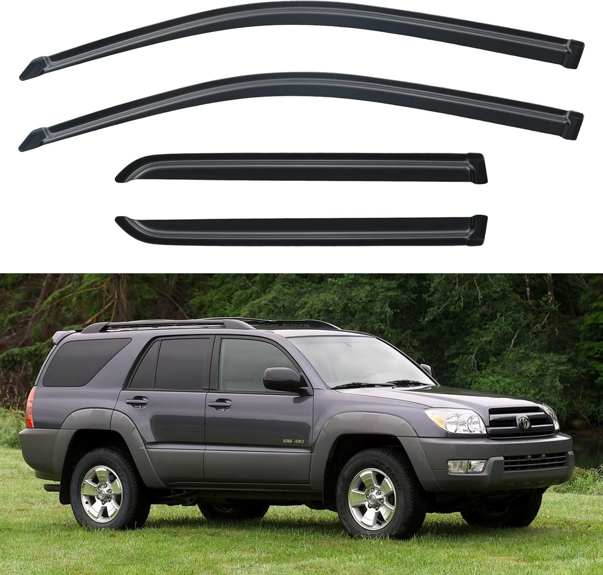 Window Visors Rain Guards Shield for 2003-2009 Toyota 4Runner, Out-Channel Window Vent Wind Deflectors Visors Shades for 03 04 05 06 07 08 09 4Runner