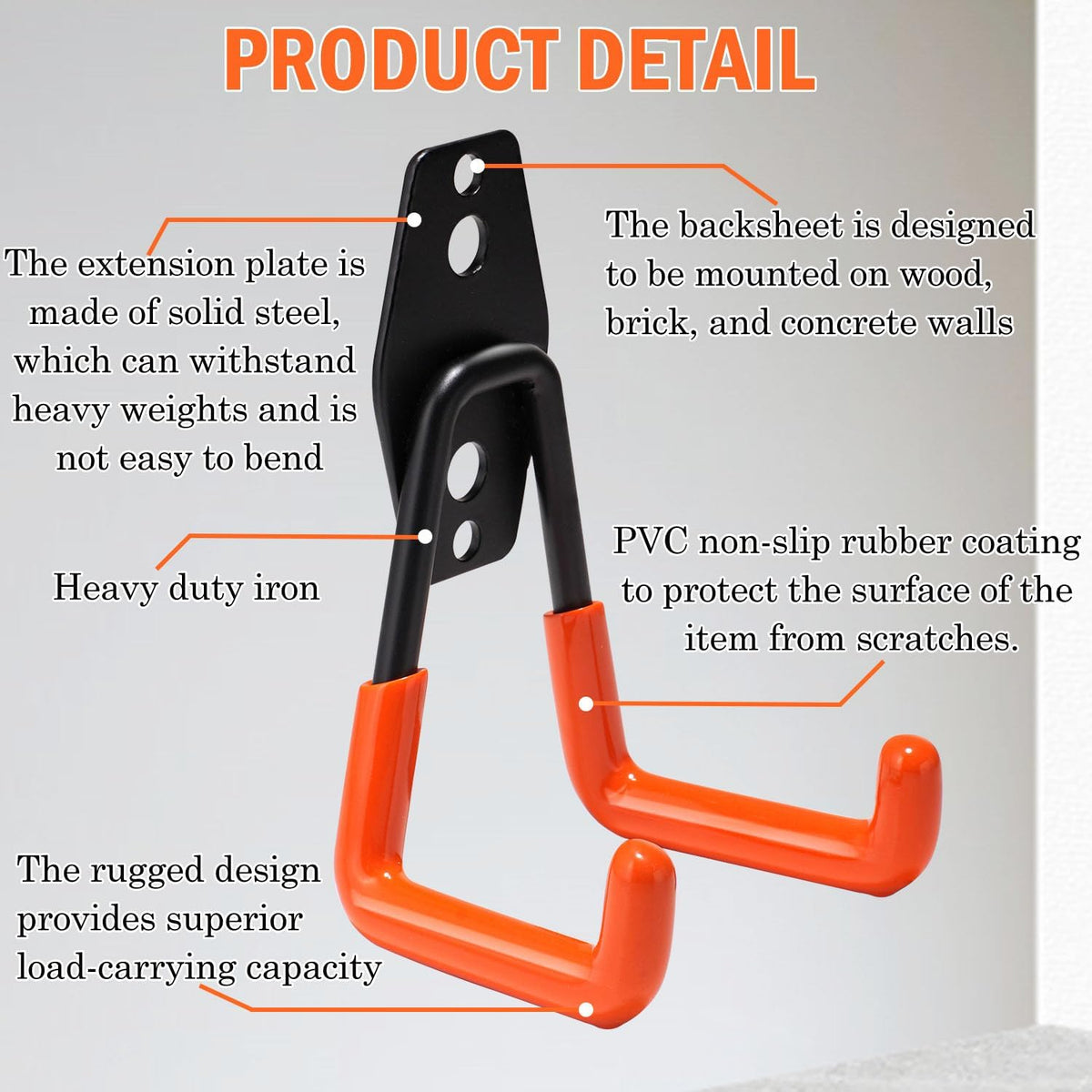 vivicreate 10 Pack Heavy Duty Garage Hooks Wall Mounted Steel Utility Storage Hooks for Tools Ladders Bikes Cables Equipment Organizer for Garage Taller Sótano Ganchos de Almacenamiento
