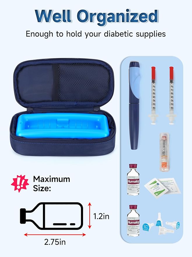 YOUSHARES Insulin Vials Cooler Travel Case - TSA Approved Diabetic Medication Vial Cooling Bag with Protective Ice Brick, Refrigerated Diabetes Supplies Organizer, Small Bottle Carrying Storage