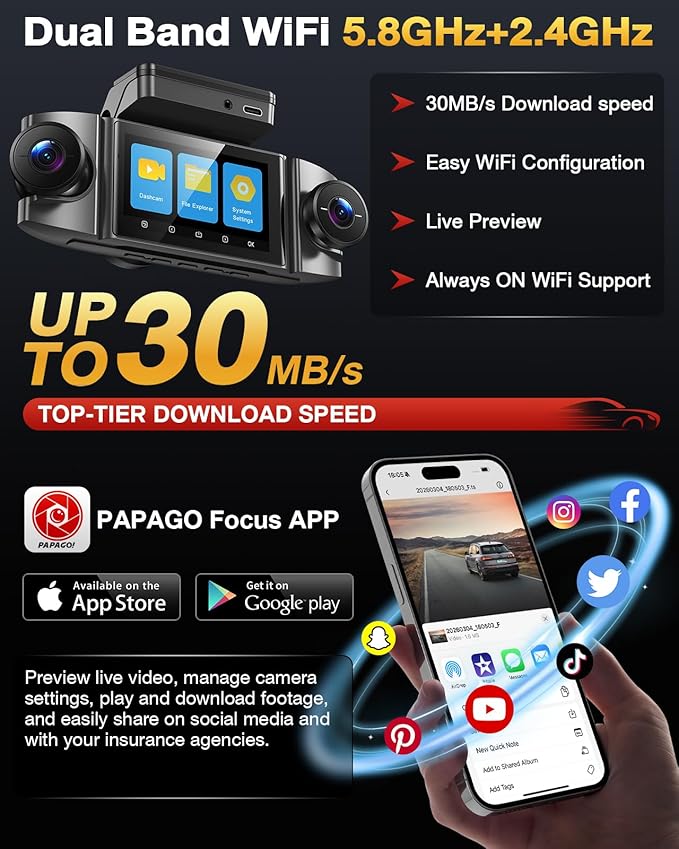 4 Channel 360° Dash Cam Front Rear and Left Right Inside, 4K+1080P*3 Dash Camera for Cars with Free 128GB SD Card, 5.8GHz WiFi-30MB/s, 24H Parking Mode, G-Sensor, GPS, Night Vision, Voice Control