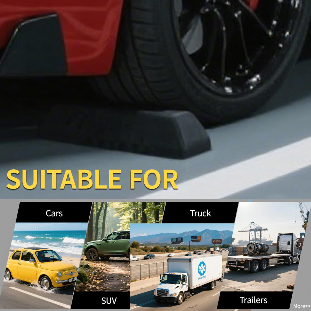 Parking Stopper for Garage Floor, Heavy Duty Rubber Car Wheel Curb Stoppers Bumpers Block for Your Vehicle, Parking Aid Gadgets Tire Stops for Home Garage Wall, Parking Lot & Driveway 2 Pcs