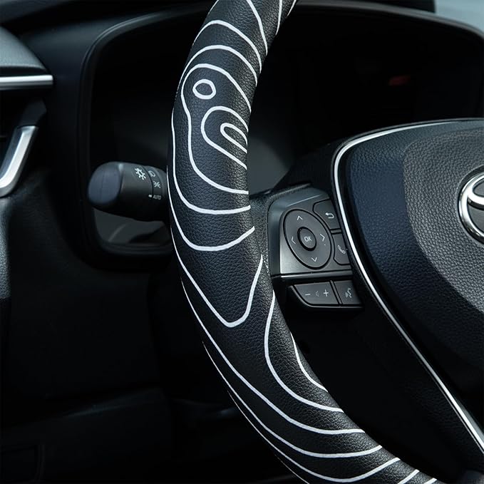 Topography Steering Wheel Cover Auto Leather Steering Wheel Protector, Anti-Slip, Breathable, Absorbing Sweat, Universal Topography Car Accessories 14.5–15 inch,Fit for Most Car, Trucks, SUV