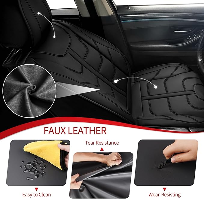 TTX LIGHTING Car Seat Covers fit for Honda Odyssey 2011-2026 Front Seat: Premium Leather Automotive Seat Cover with Airbag Compatible Waterproof (2 Seats, Black)