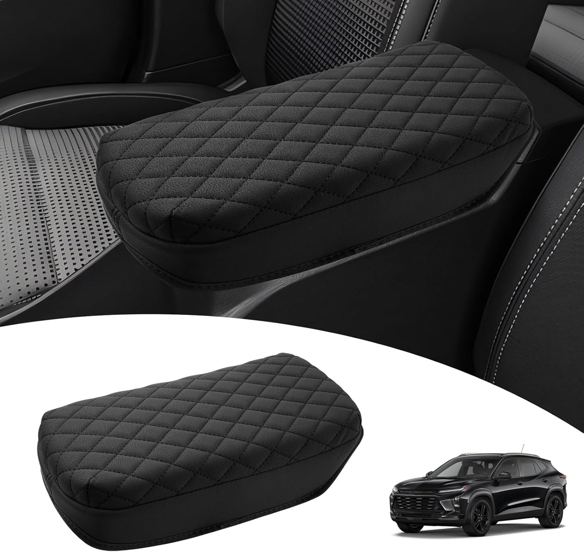 Shademax Custom for 2024 2025 2026 Chevy Trax Center Console Cover Armrest Cover for Chevrolet Trax LS/1RS/LT/2RS/ACTIV, Arm Rest Cushion Pad Leather Middle Console Lid Protector Trax Accessories
