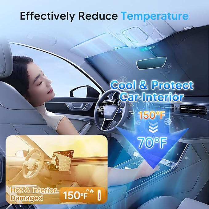 KUST Windshield Sun Shade for Nissan Sentra Accessories 2013-2019 Window Shade Sun Visor Protector Foldable Blocks UV Rays Keep Your Car Cooler