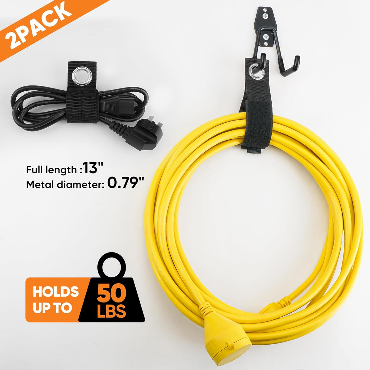 Nacial 18 Pack Garage Hooks Heavy Duty, Utility Steel Garage Storage Hook with 2 Storage Straps, Utility Garage Wall Mount Hooks for Hanging Bike, Ladder and Garden Tools, Perfect for Father Day Gifts