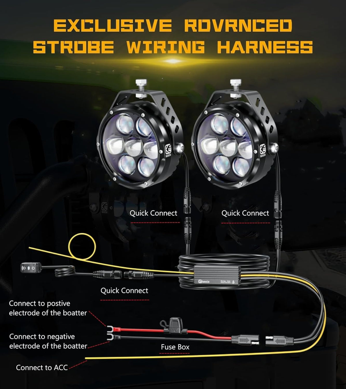 Kewig 4 Inch 96W Amber White LED Light Pods, 6 Modes Dual Color Fog Light Pods Cube, Spot Flood Combo Strobe Lights Emergency Driving Offroad Flashing Ditch Lights for Trucks Jeep, Pair (K7-U)