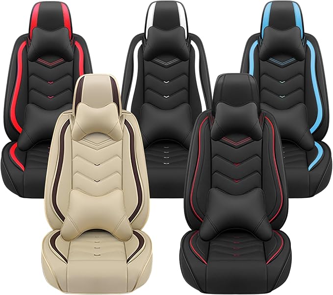Car Seat Covers for Lexus ES 350 2007-2026, Premium Nappa Leather Car Seat Cover, Stylish Sport Seat Covers， Automobile Seat Cover Sets.(Luxury 2 Seats/Black Red)