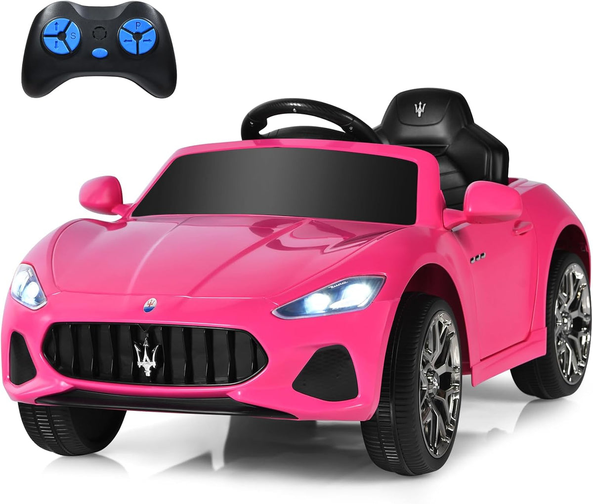 Costzon Ride on Car, Pink Licensed Maserati Gbili 12V Battery Powered Electric Car with Parent Remote Control & Manual Modes, Horn, Lights, MP3, Kids Car Toy Maserati Car for Boys Girls Toddlers Gift